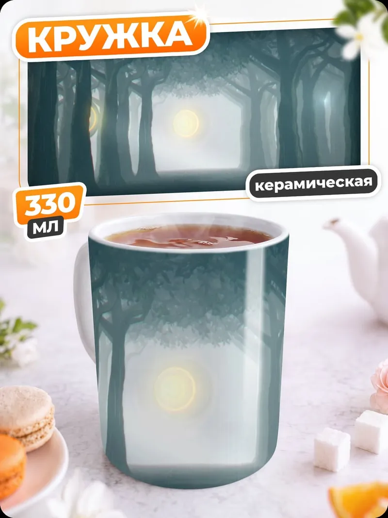 Кружка керамическая Туманный лес