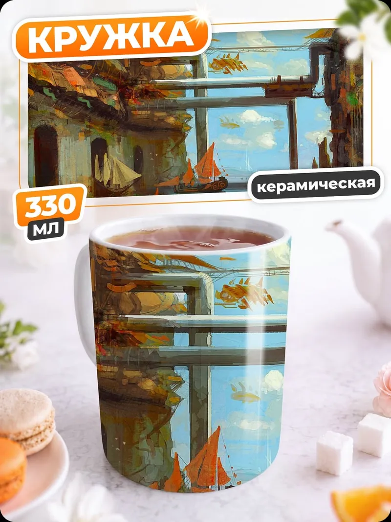 Кружка керамическая фантастический город