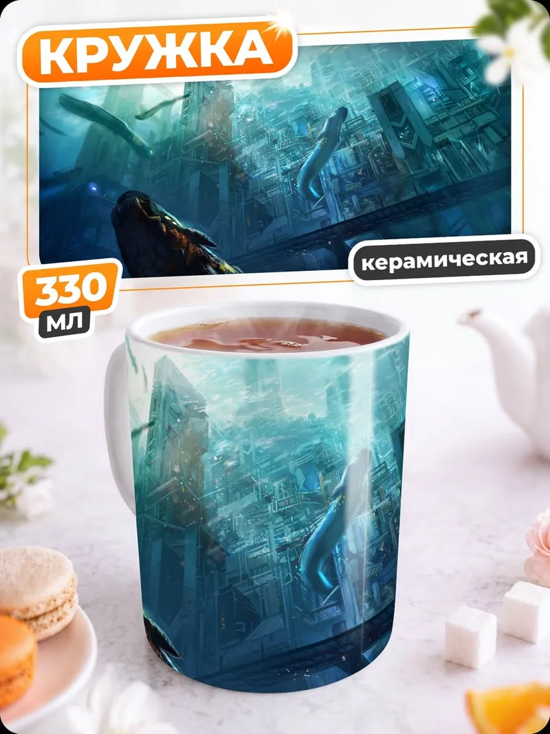 Кружка керамическая Подводный город