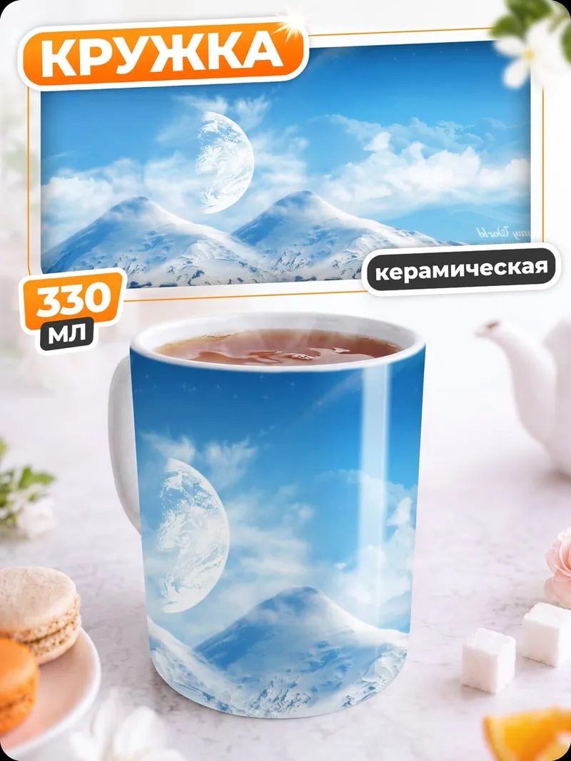 Кружка керамическая Зимние горы