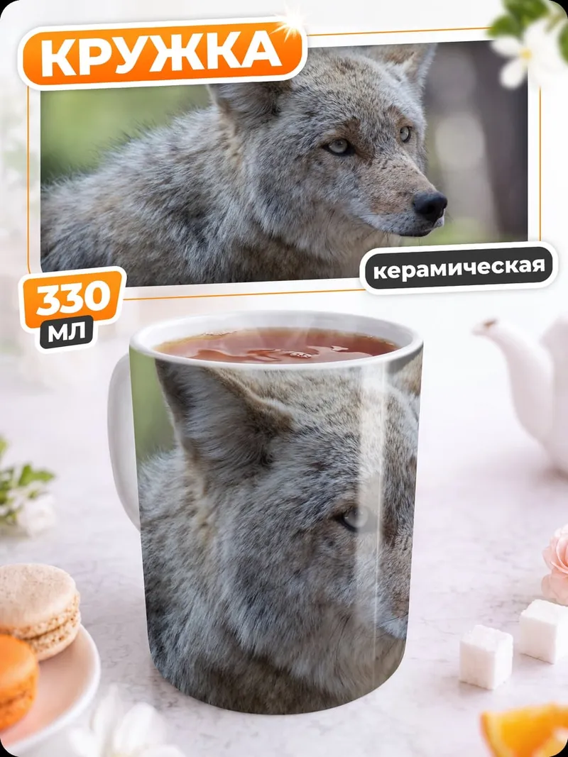 Кружка керамическая Крупный план койота
