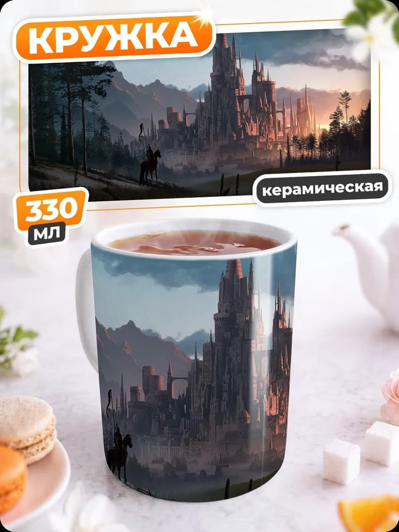 Кружка керамическая Замок на закате