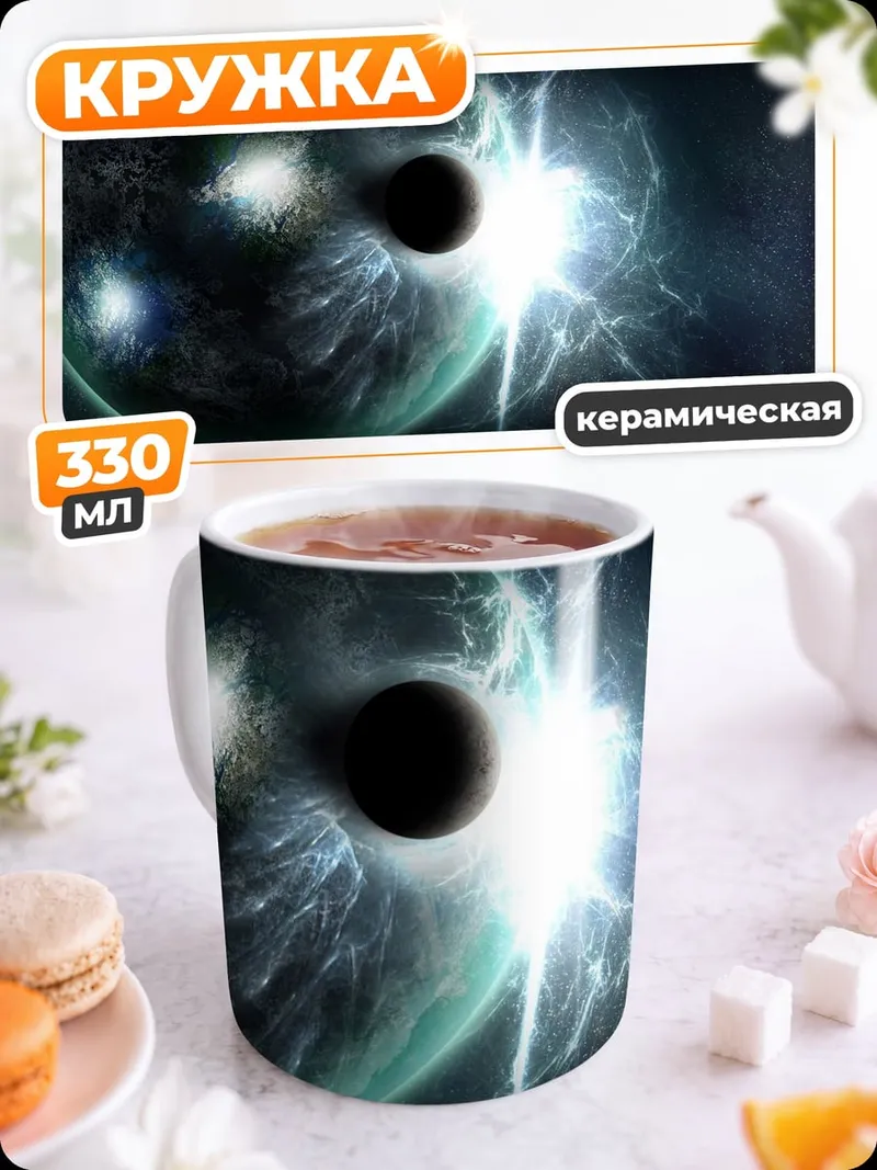 Кружка керамическая космическое затмение