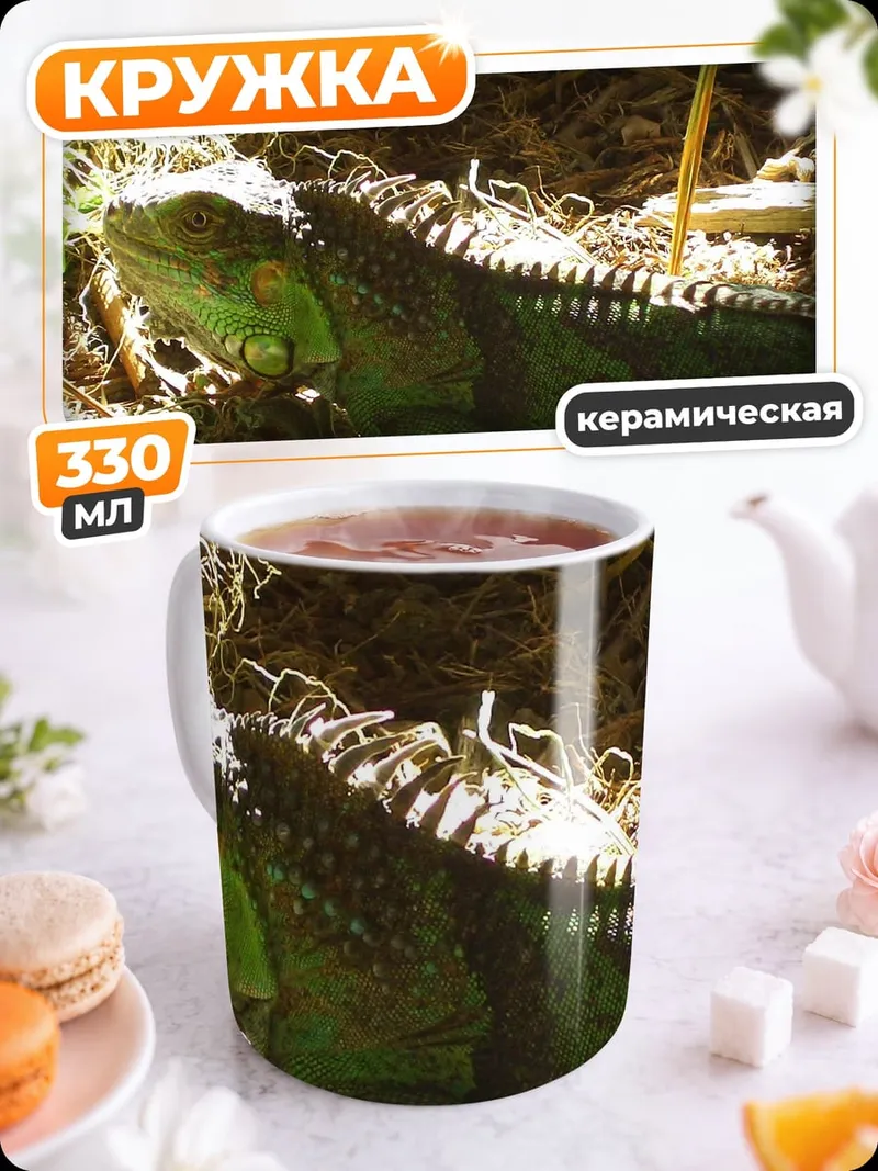 Кружка керамическая Зелёная игуана