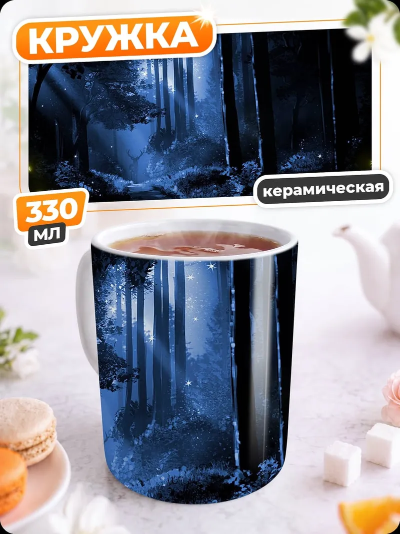 Кружка керамическая волшебный лес