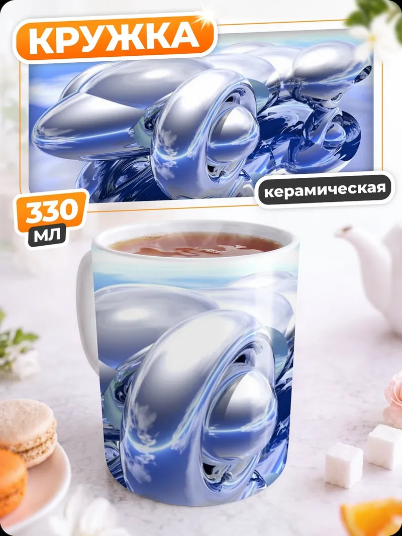 Кружка керамическая хромированный объект в небе