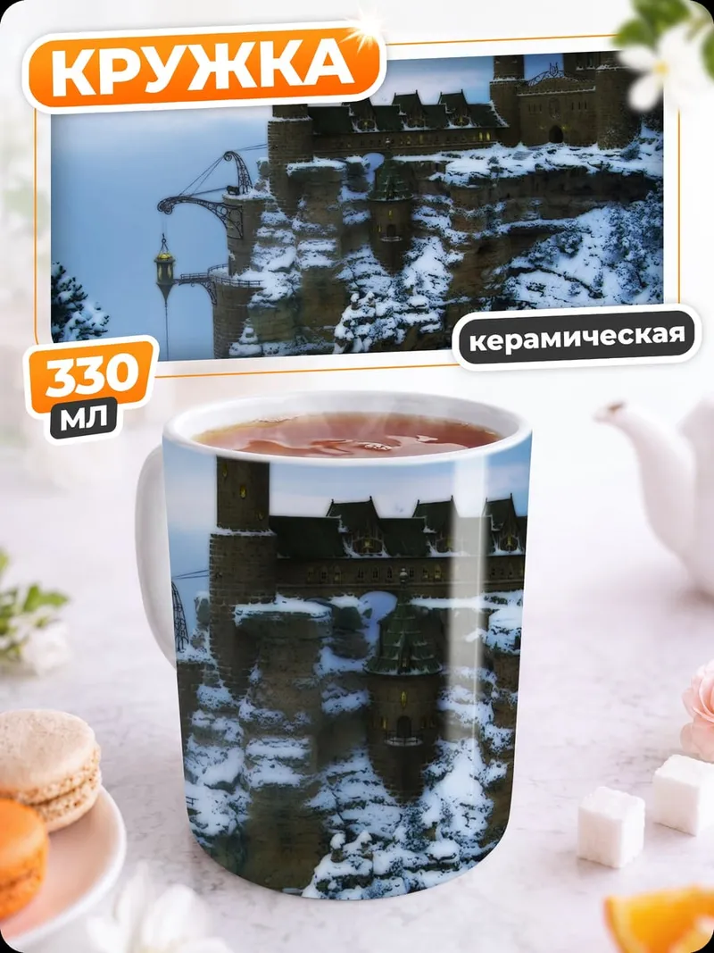 Кружка керамическая Заснеженный замок Хогвартс