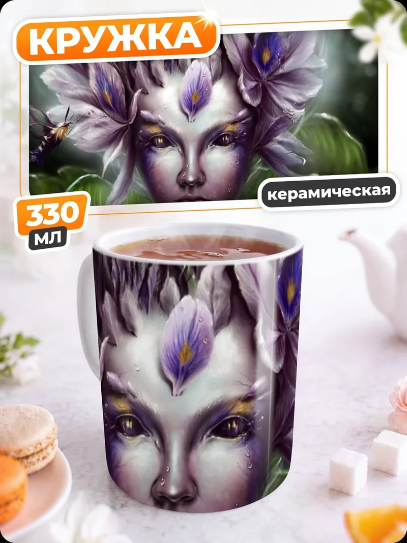 Кружка керамическая цветочная фея
