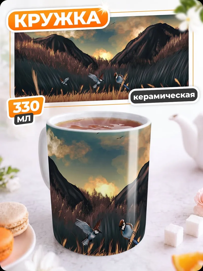 Кружка керамическая горный пейзаж
