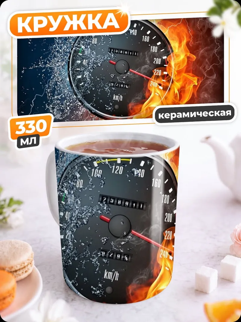 Кружка керамическая Скорость огня и воды