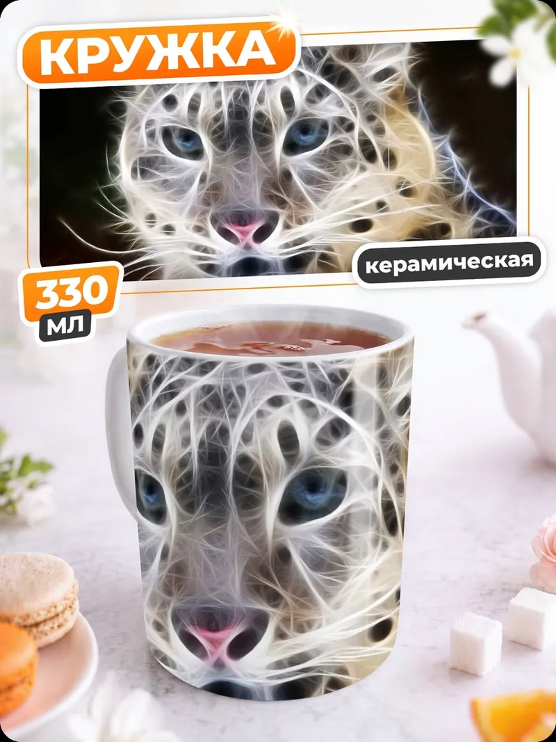 Кружка керамическая Снежный барс