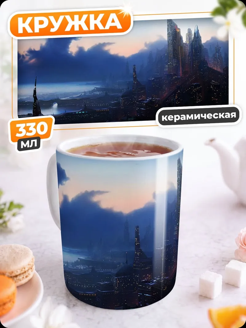 Кружка керамическая фантастический пейзаж