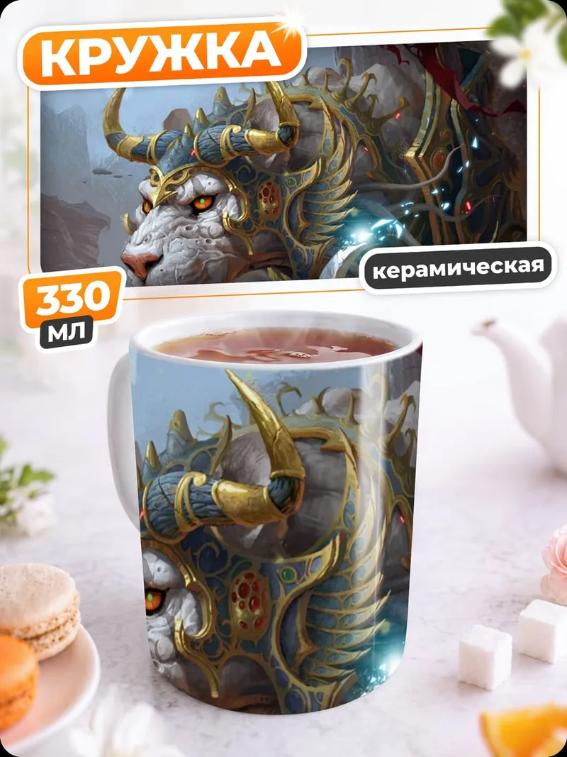 Кружка керамическая Золотой лев