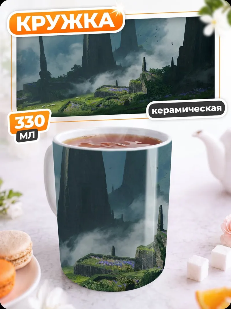 Кружка керамическая фантастический город