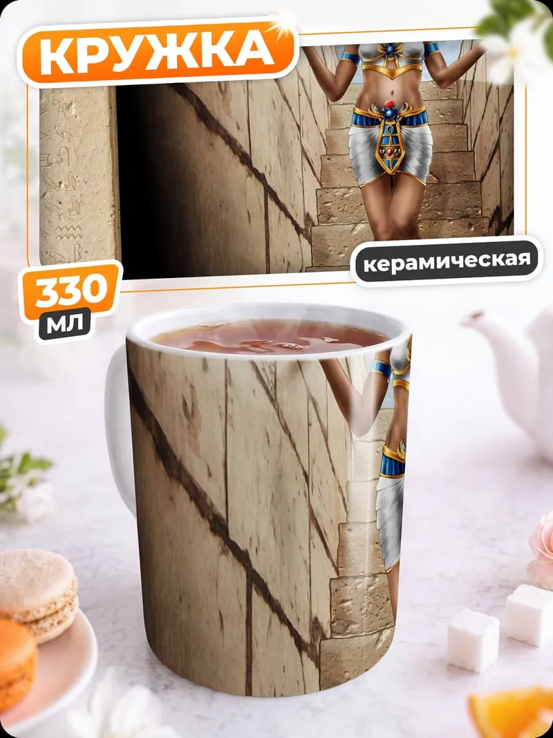 Кружка керамическая египетская царица