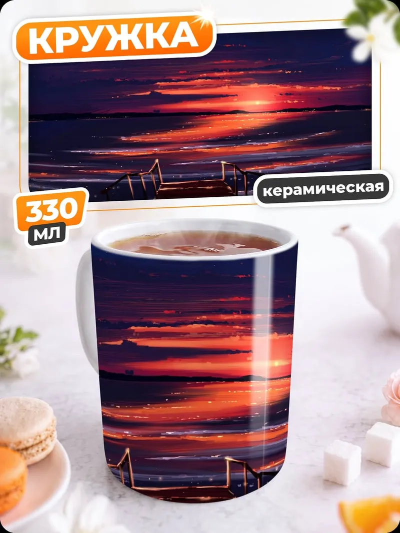 Кружка керамическая Закат над морем