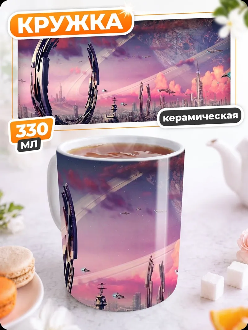 Кружка керамическая Фантастический город