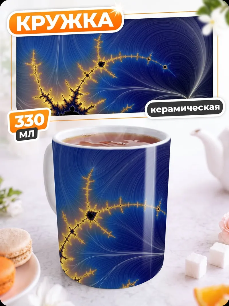 Кружка керамическая Фрактальная синева