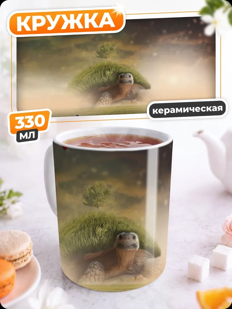 Кружка керамическая Сказочная черепаха с домом