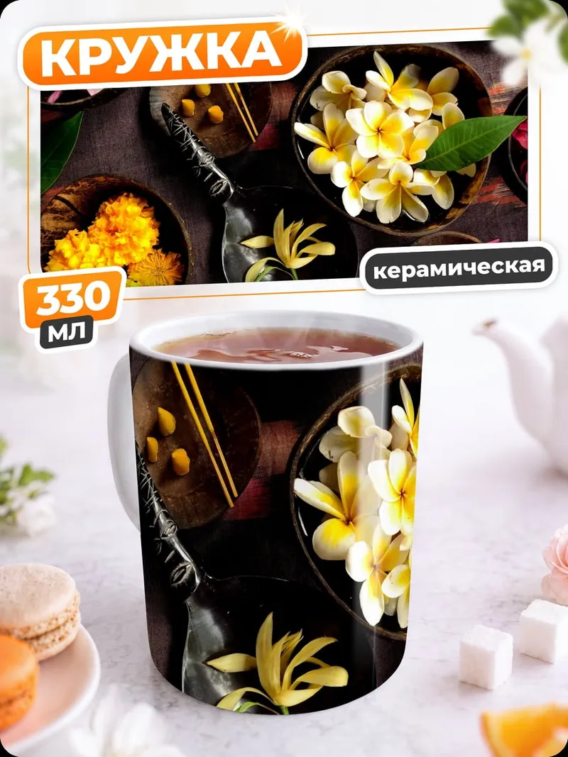 Кружка керамическая цветочная композиция