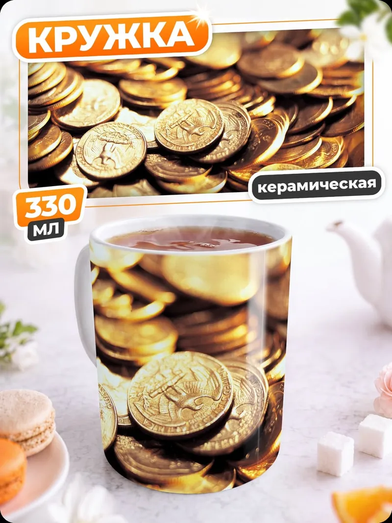 Кружка керамическая Гора золотых монет