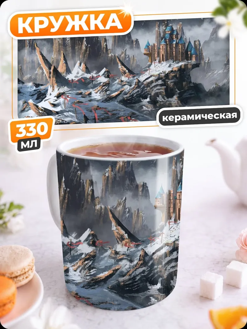Кружка керамическая Ледяная горная крепость