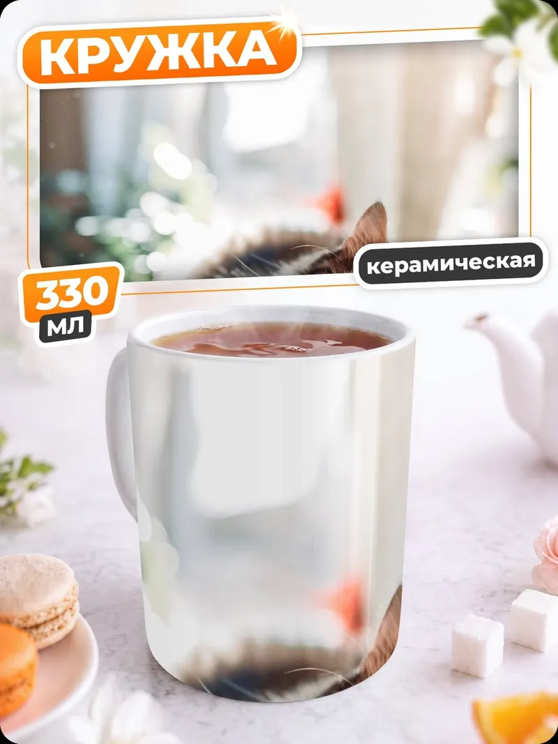 Кружка керамическая Спящий кот