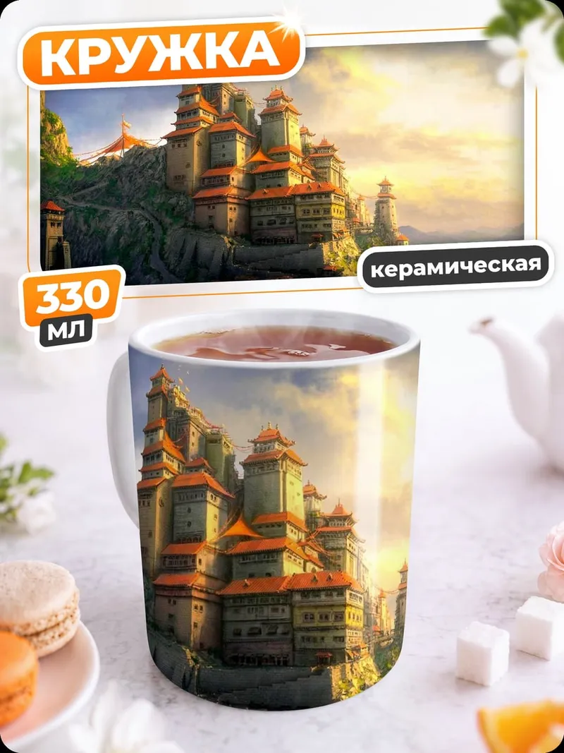 Кружка керамическая Горный замок
