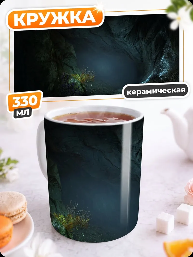 Кружка керамическая темная пещера