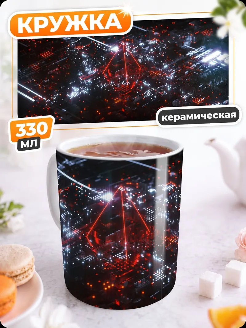 Кружка керамическая кибернетический пейзаж