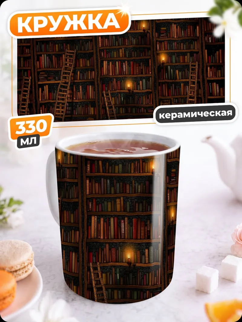 Кружка керамическая Старая библиотека