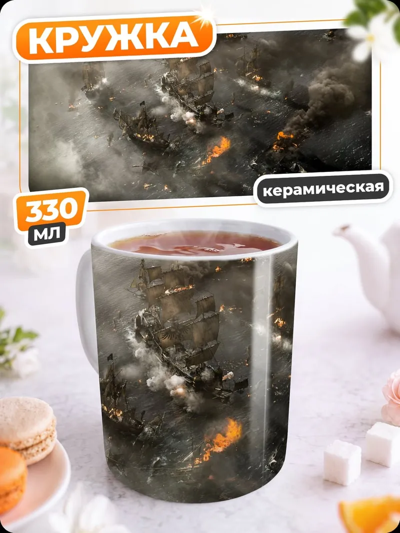 Кружка керамическая Битва кораблей в тумане