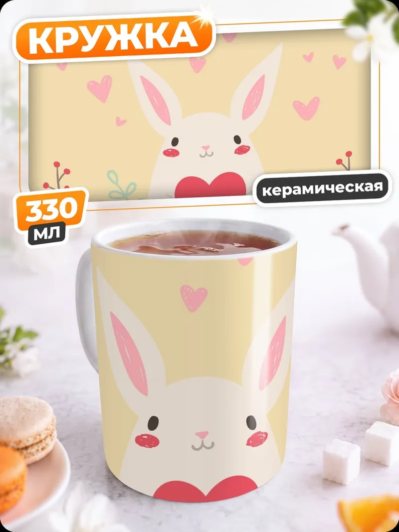 Кружка керамическая Заяц с сердцем