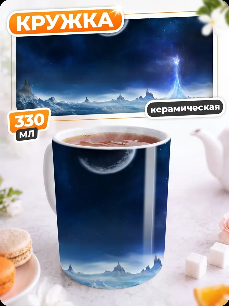 Кружка керамическая Ледяная планета луна
