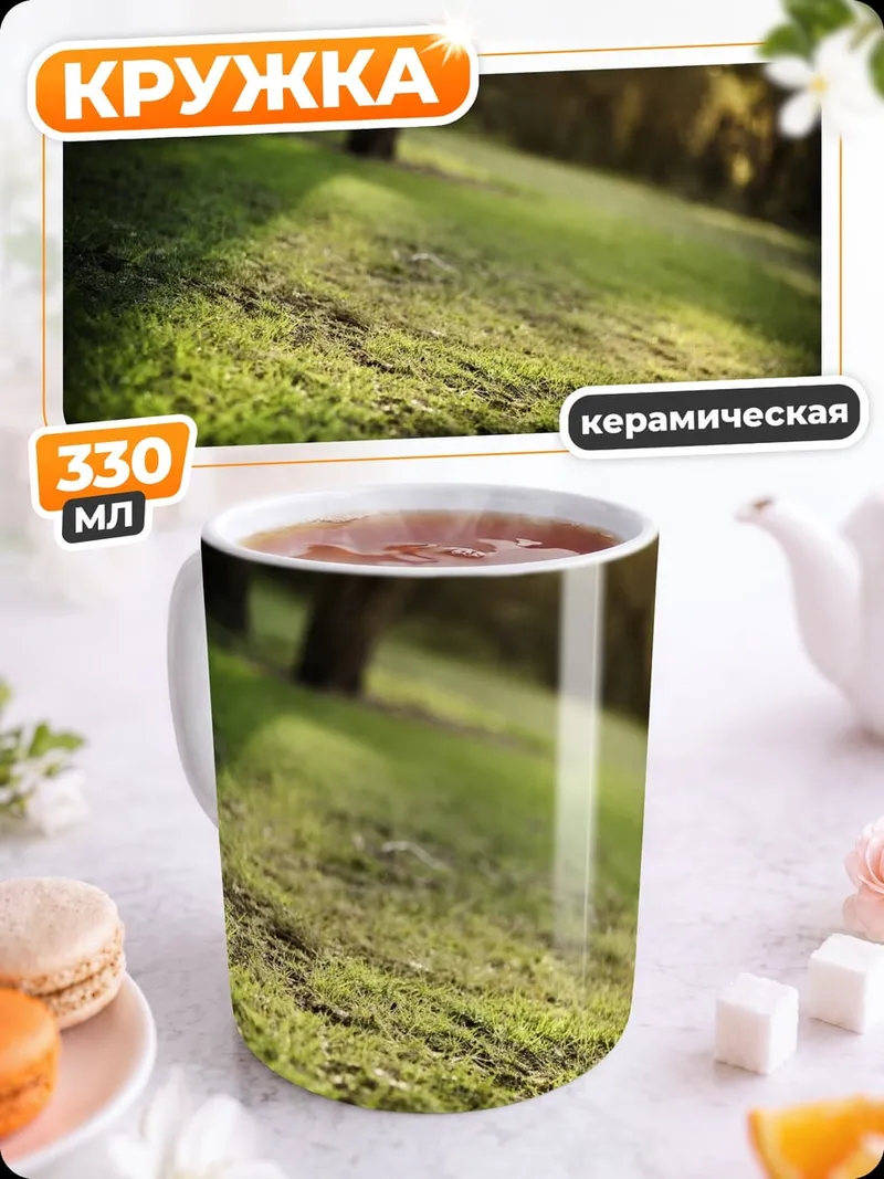 Кружка керамическая Солнечные лучи на траве