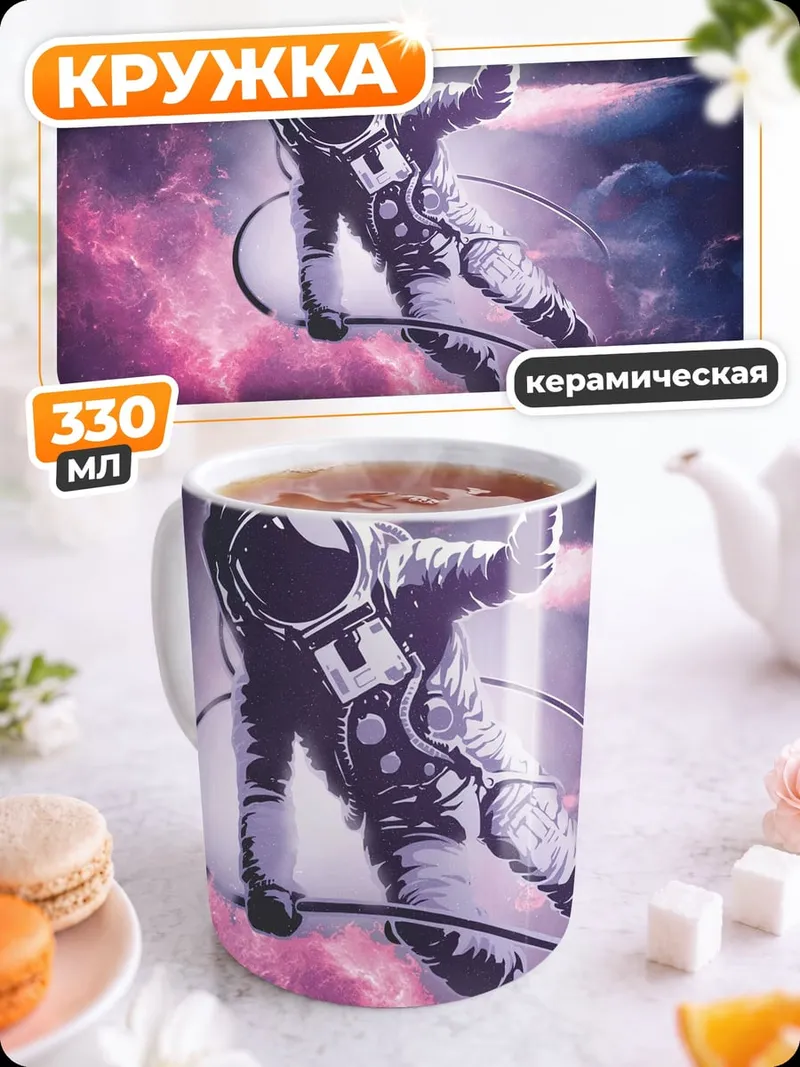 Кружка керамическая астронавт в космосе