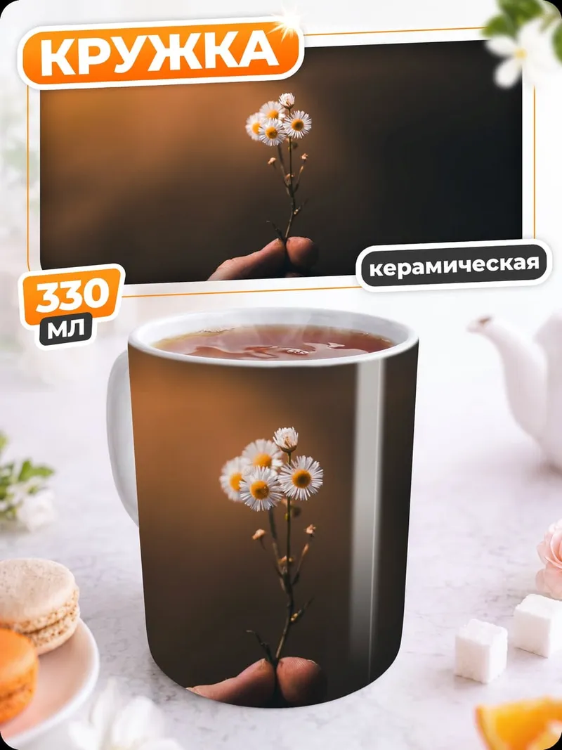 Кружка керамическая Цветок в руке
