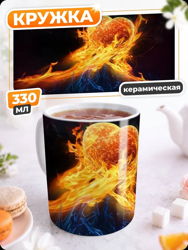 Кружка керамическая огненное сердце космос