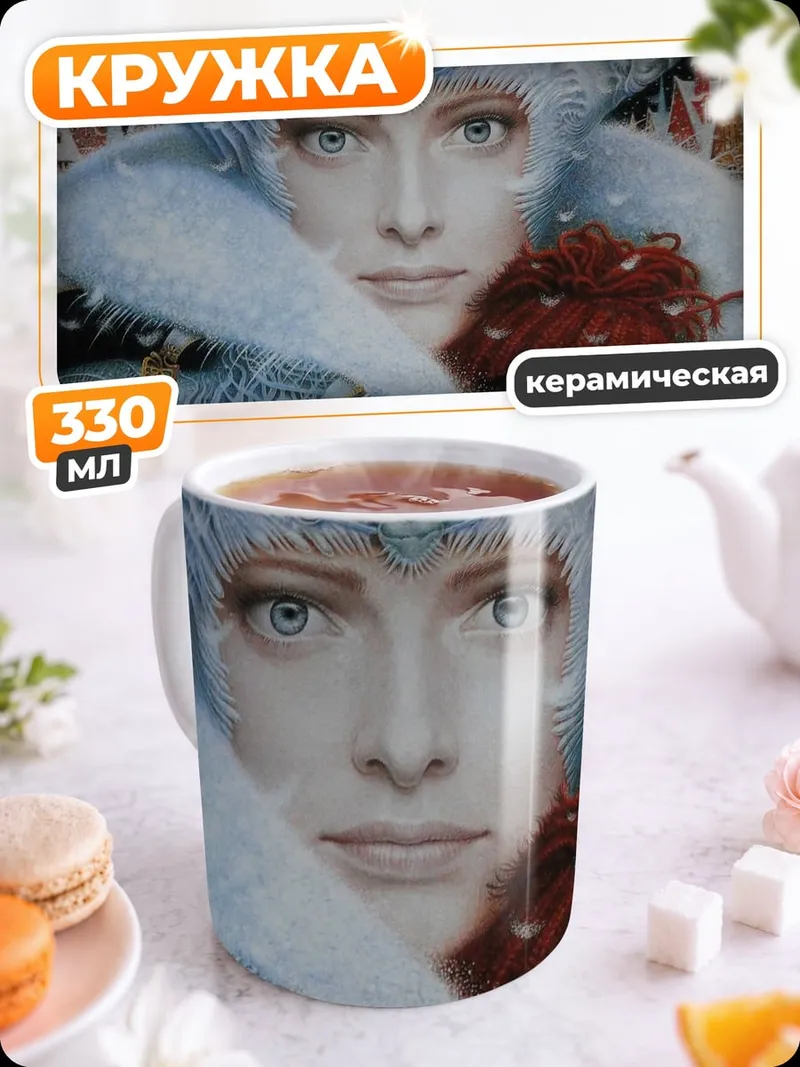 Кружка керамическая Зимняя королева и ребенок