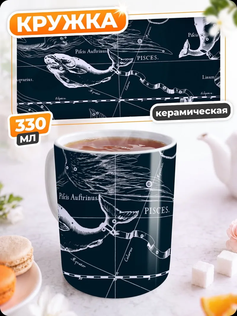 Кружка керамическая звездные киты