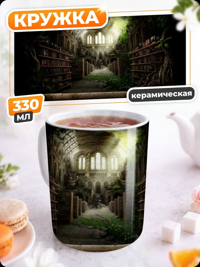 Кружка керамическая Заброшенная библиотека