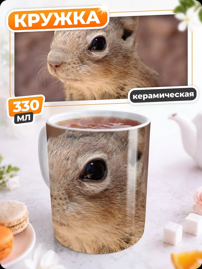 Кружка керамическая Бурундук крупным планом