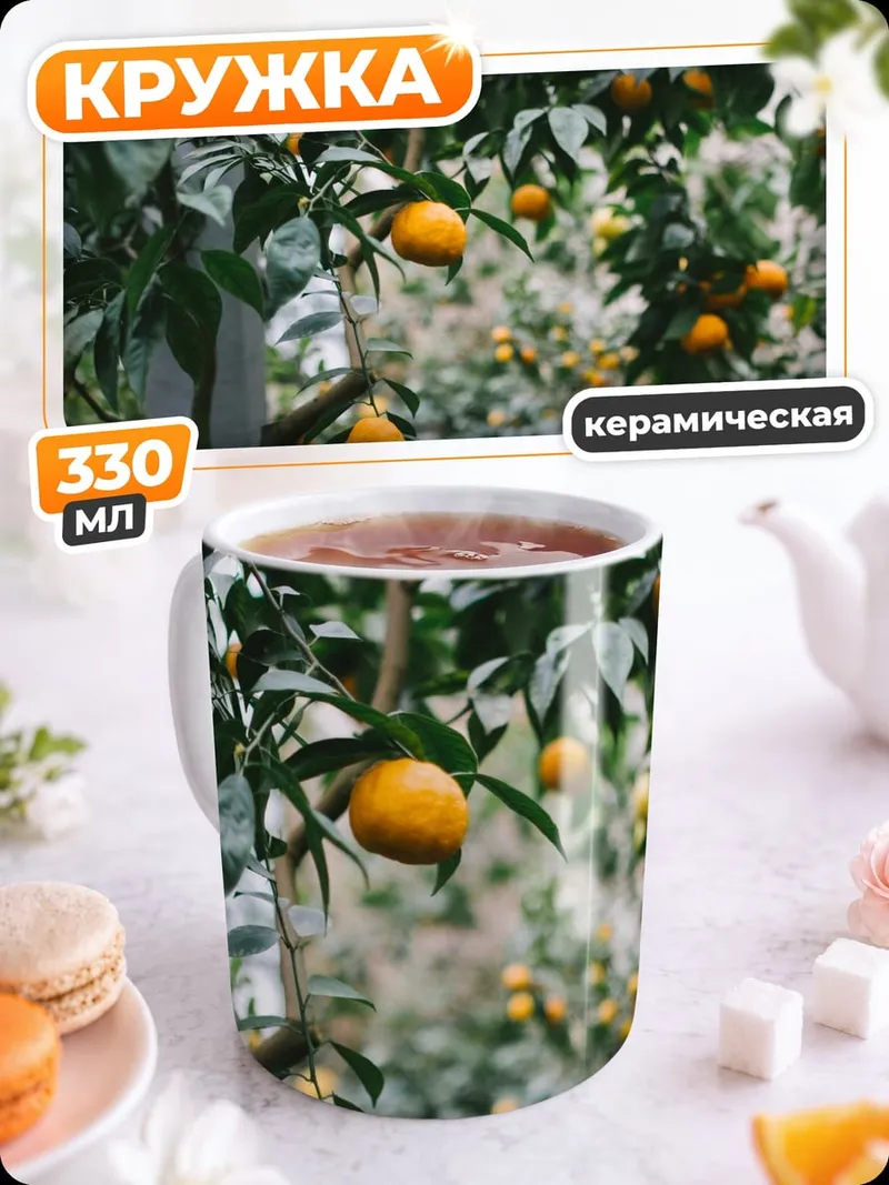 Кружка керамическая Мандариновое дерево в саду