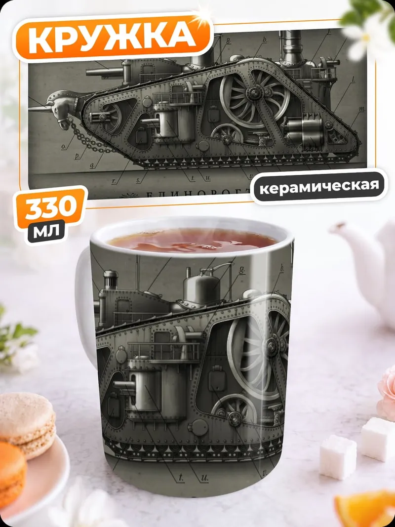 Кружка керамическая чертеж парового танка