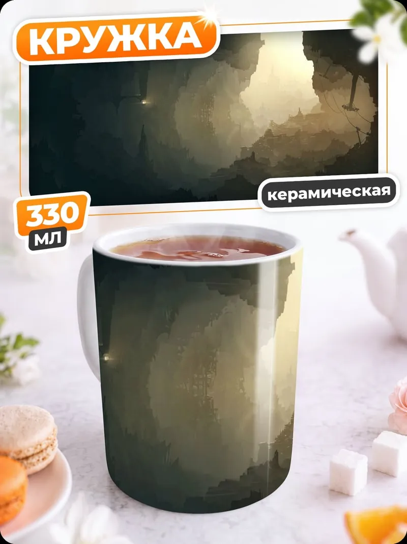 Кружка керамическая Пещера с лучами света