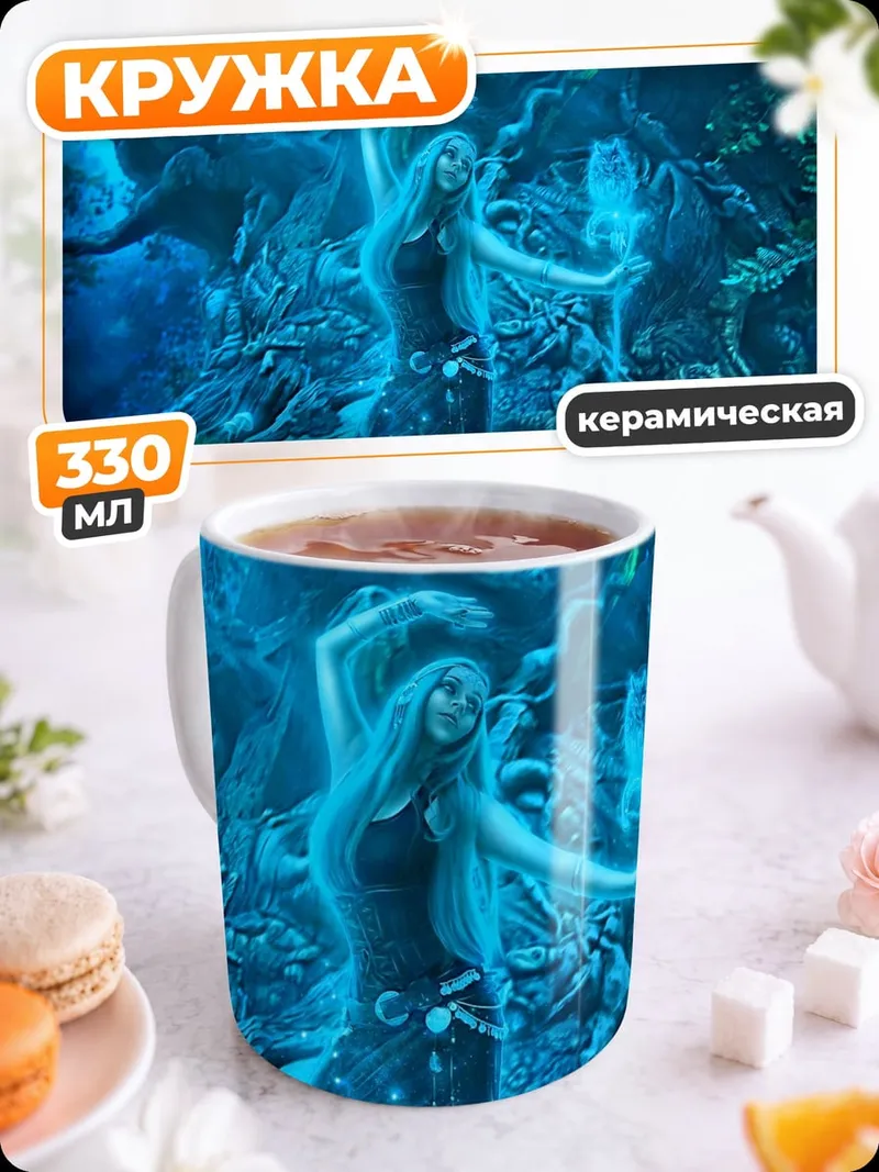 Кружка керамическая Лесная колдунья светится