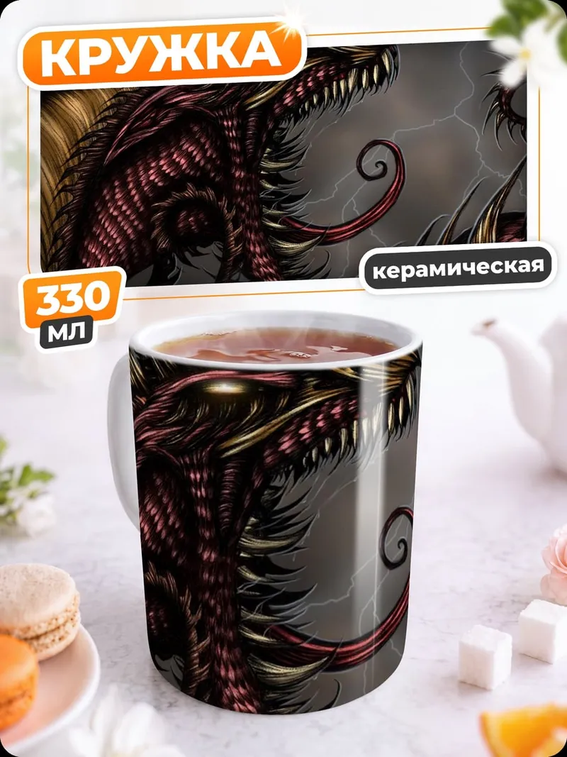 Кружка керамическая Злой дракон молния