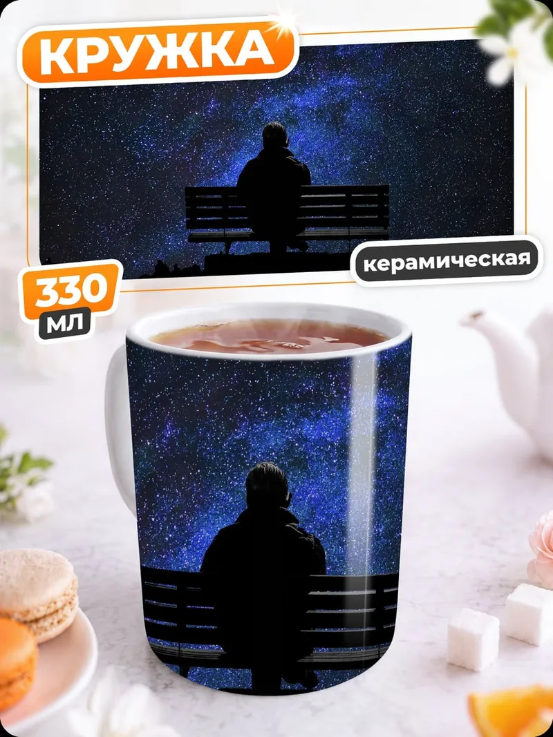 Кружка керамическая Человек под звездами
