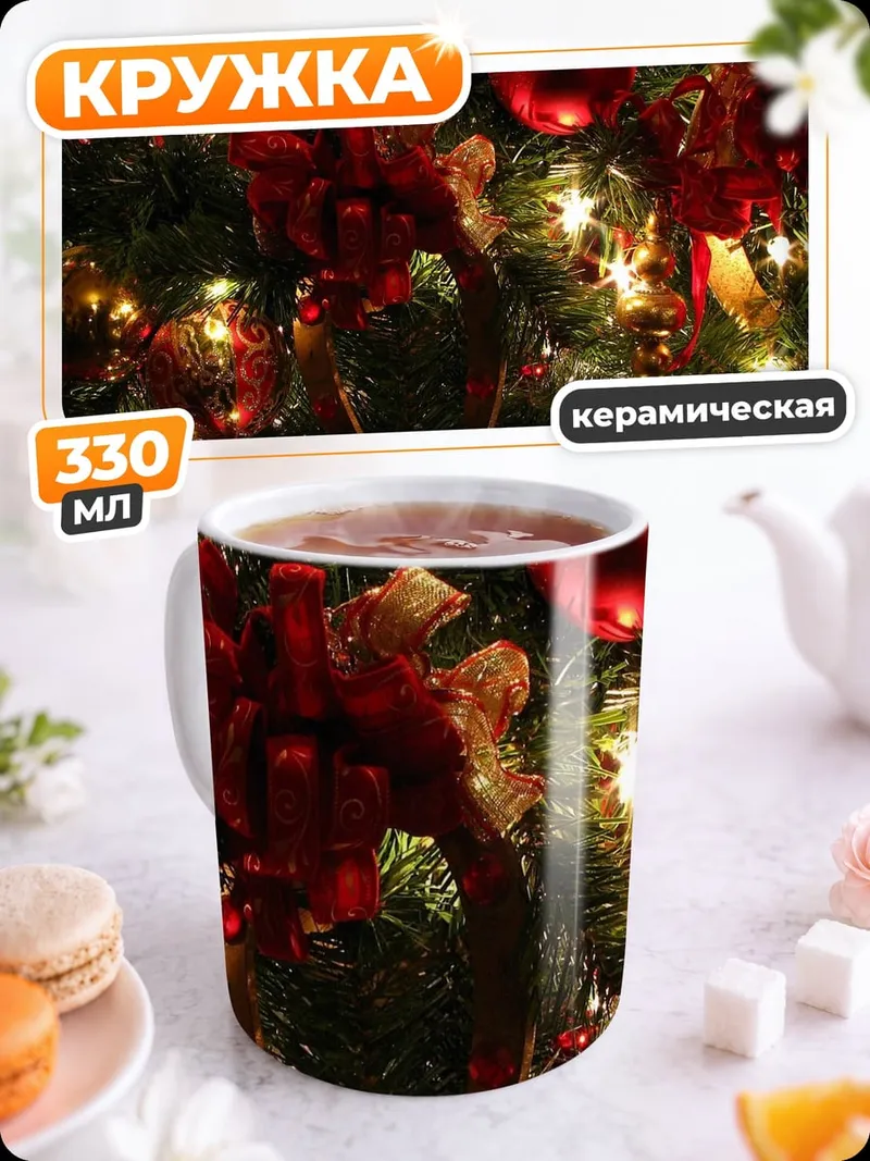 Кружка керамическая Ёлка с игрушками