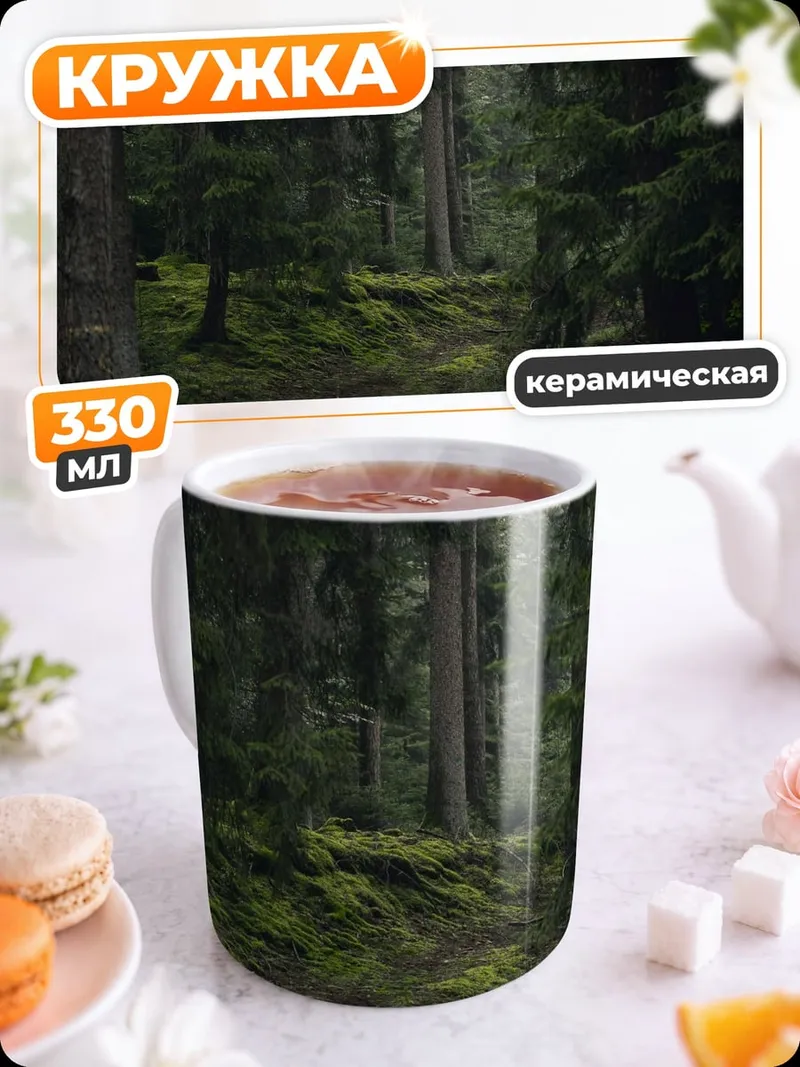 Кружка керамическая Темный лес с тропой